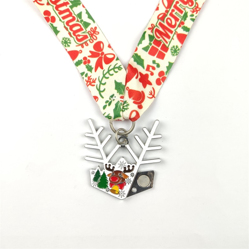 Medalla de plata Santa Medallas de carreras Regalo de medallas personalizadas para Navidad