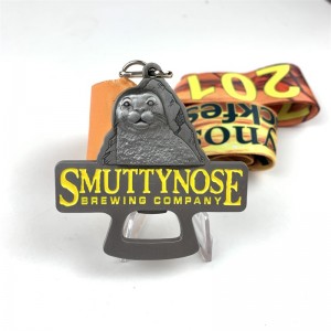 Linda medalla de metal de animales con abrebotellas medalla de oro de metal personalizado