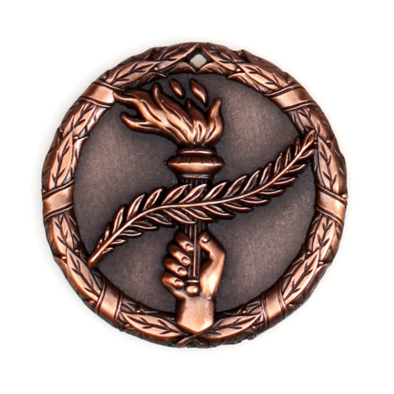 Medalla de metal chapada de latón antigua con abertura de botella Medalla de oro de metal personalizado