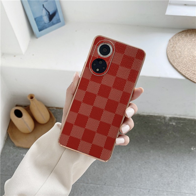 Es adecuado para la caja de teléfonos móviles Huawei Mate50 y la caja de cuero protector de teléfonos móviles de la serie a cuadros de moda, con buena resistencia de otoño, durabilidad y protección