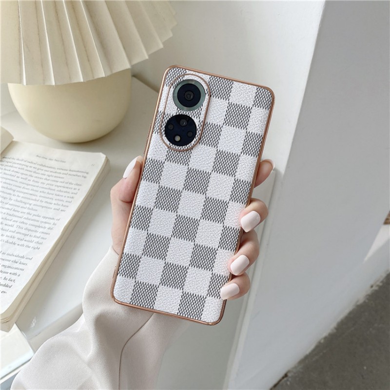 Es adecuado para la caja de teléfonos móviles Huawei Mate50 y la caja de cuero protector de teléfonos móviles de la serie a cuadros de moda, con buena resistencia de otoño, durabilidad y protección