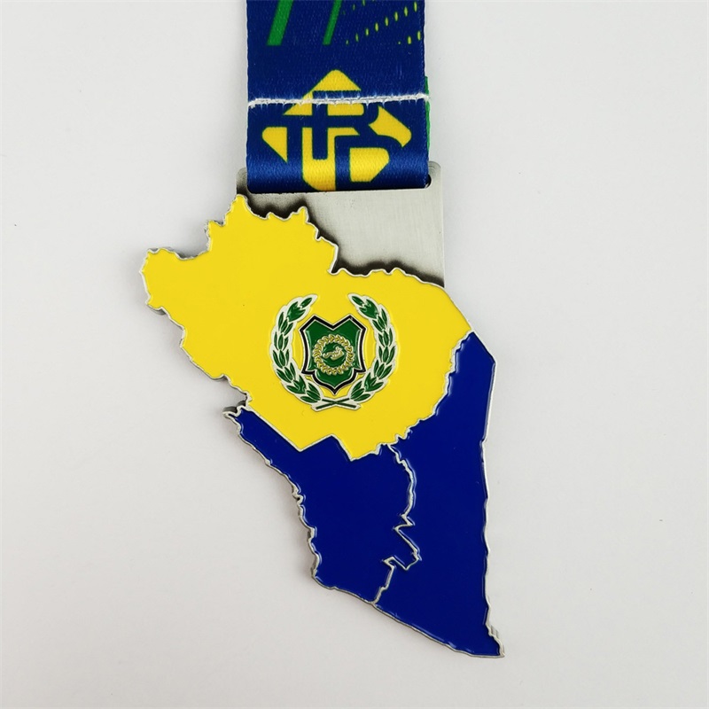 Fabricante de medallas de mordaza diseño de metal de oro 3D medallas de oronacionales mapa de mapa de la ciudad