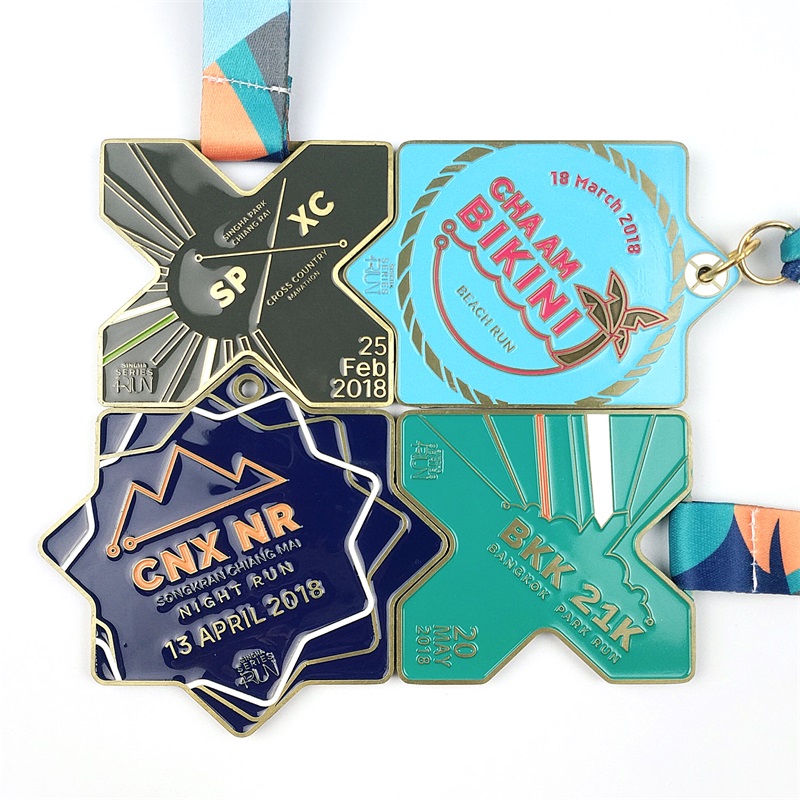 Medallas personalizadas Enamelo 3D Gold Metal Award Marathon Running Sport Medal