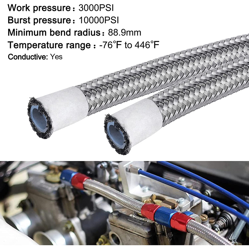 PTFE E85 Línea de combustible Manguera de acero inoxidable trenzado