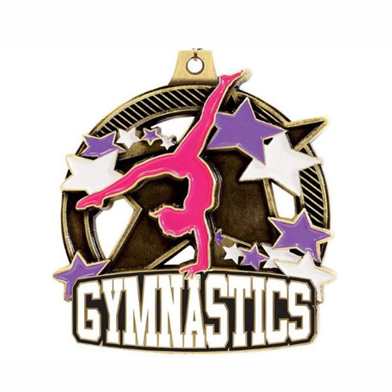 Medalla de lanza de aleación de zinc medallas personalizadas Medalla de gimnasia esmalte