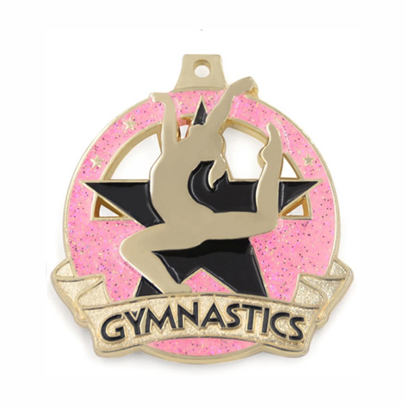Medallas personalizadas esmalte de 18 quilates de oro rectángulo cuadrado medallón de medalla de medalla de medalls gimnasia