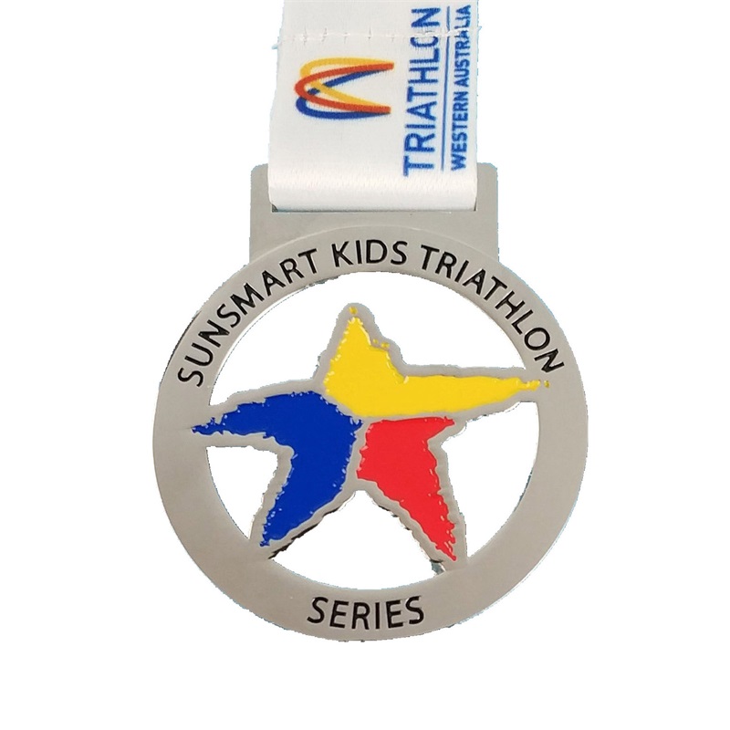 Medallas de fundición Gold Metal Gold Metal Medalla de triatlón 3D Medalla deportiva