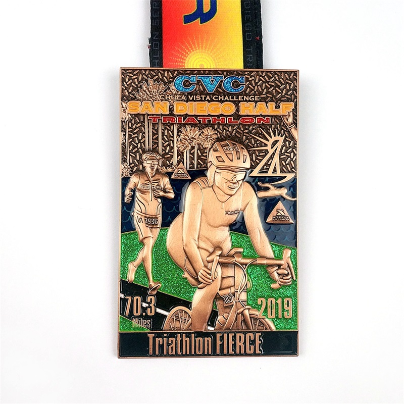 Medallón de esmalte China Sport Correr medallas de medallas de maratón militar Medallas de triatlón 3d