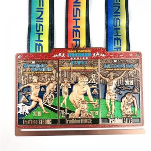 Medallón de esmalte China Sport Correr medallas de medallas de maratón militar Medallas de triatlón 3d