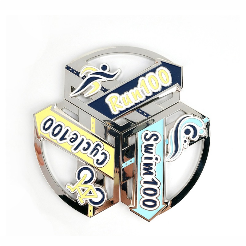 Medalla Campeona Medallas Antiguas personalizadas Diseño Rebin 3D Medalla de triatlón
