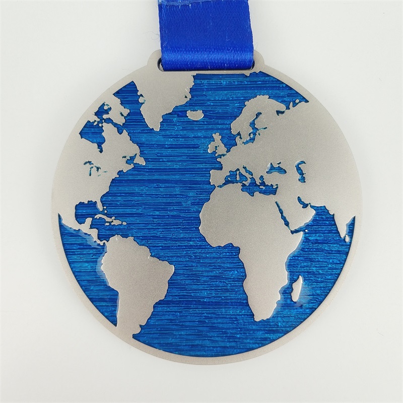 Medalla de maratón Medalla religiosa de esmalte azul uv personalizado