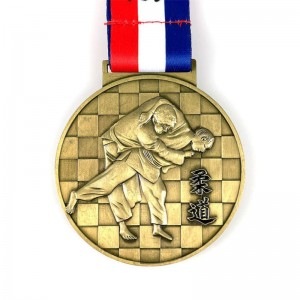 Diseño de medalla de carrera para la medalla de placa colgante de medallón de oro kungfu chino