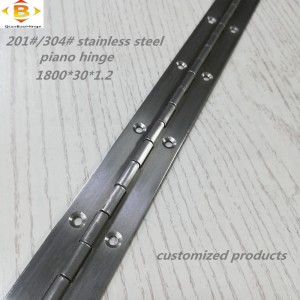Bisagra larga personalizada 201#304#espesor 1.2 mm Bisagra de piano de piano de acero inoxidable Bisagra de piano de piano de hilera continua
