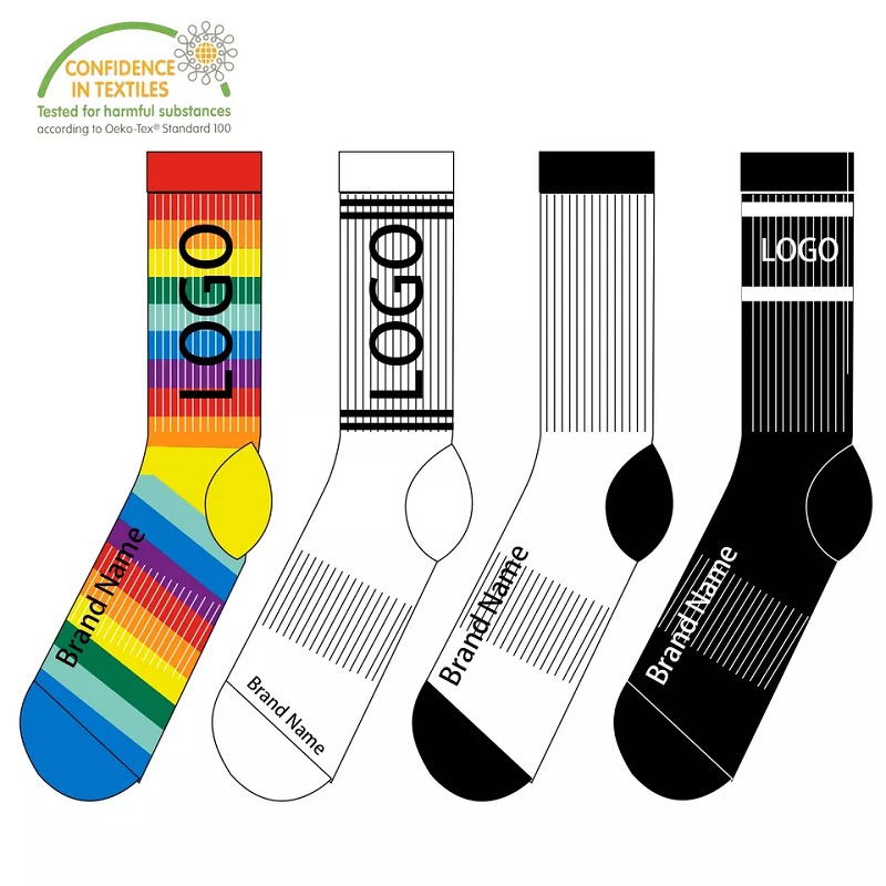 Sports Socks Cool Clásico Diseño Logotipo de tejido personalizado Calcetines de alta calidad para hombres cómodos