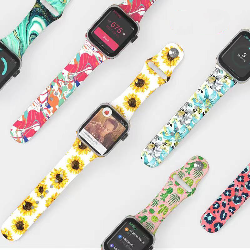 Bandas de correa de reloj de silicona de goma de goma suave personalizada para Apple iwatch