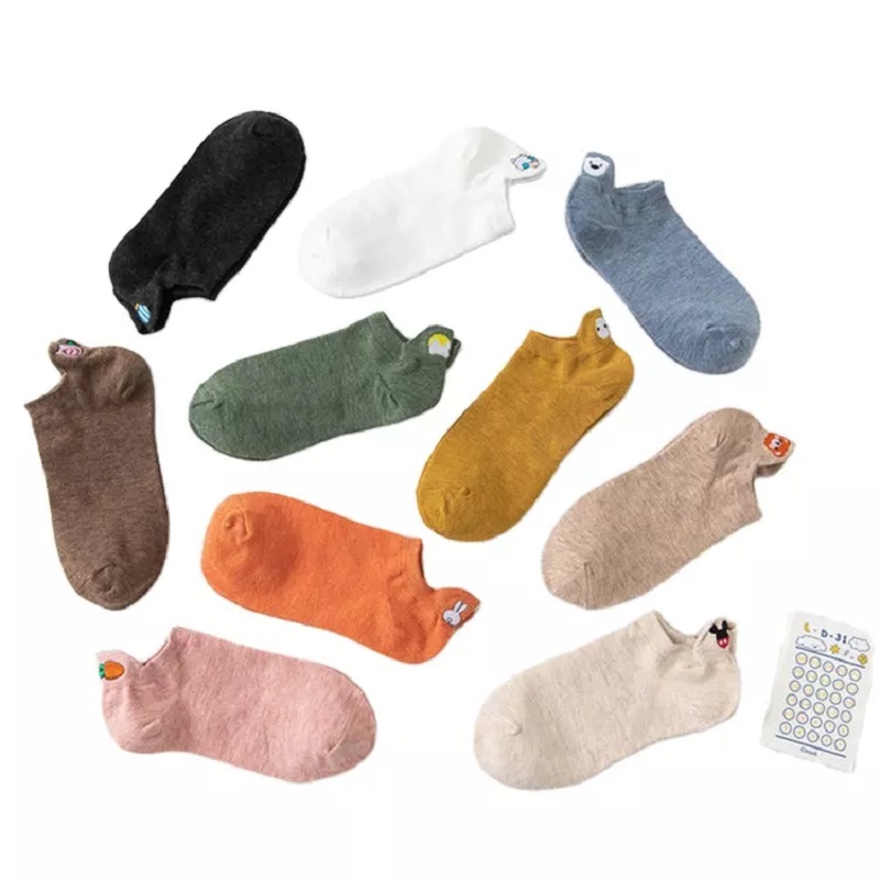 bordado de dibujos calcetines para embarcaciones de bordado para mujeres calcetines de algodón de color sólido transpirable y cómodo