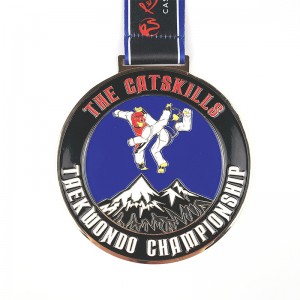 Medallas de esmalte de diseño en relieve de forma de círculo de metal personalizado