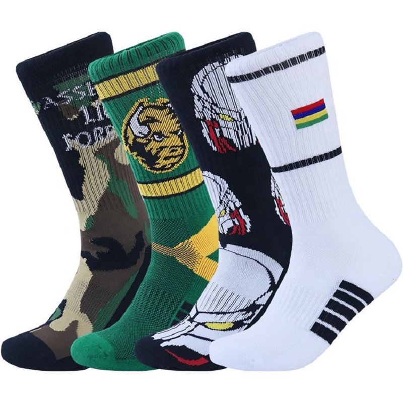 Jacquard Logotipo de calcetín Basketball Elites Men Crew Sports Cycling Calcetines