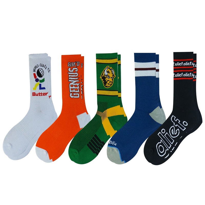 Jacquard Logotipo de calcetín Basketball Elites Men Crew Sports Cycling Calcetines