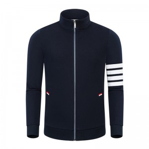 Primavera y otoño Nuevo bar de cuatro bares de algodón Fashion Casco Stand Collar Men \\\\ \'s and Women \\\\ S Cardigan de manga larga de las mujeres con cremallera