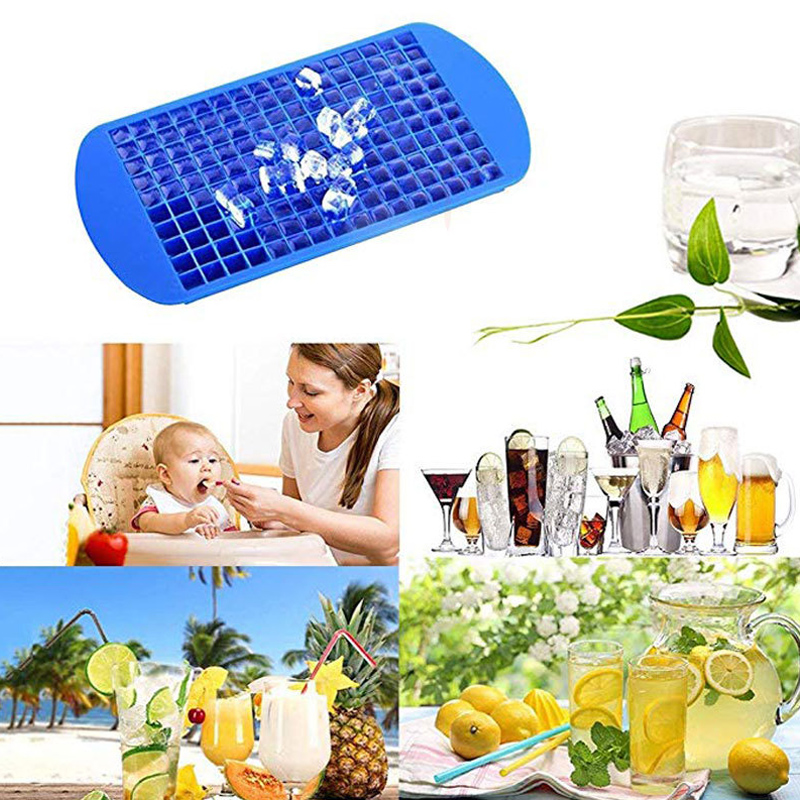 Silicone Mini bandejas de cubos de hielo, 160 piezas de moldes de hielo triturado Liberación fácil de hielo Pequeños Cócteles de whisky enfriando, gadgets de cocina bandejas de hielo apilables, Herramientas de accesorios especiales de congelador