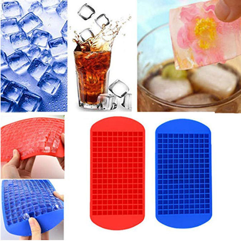 Silicone Mini bandejas de cubos de hielo, 160 piezas de moldes de hielo triturado Liberación fácil de hielo Pequeños Cócteles de whisky enfriando, gadgets de cocina bandejas de hielo apilables, Herramientas de accesorios especiales de congelador