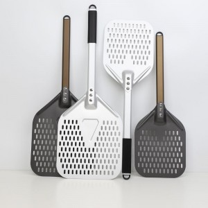 Mango de aluminio desmontable anodizado de 8 pulgadas 10 pulgadas pizza de aluminio perforada pizza pizza pizza espatula spatula accesorios para horno de paletas
