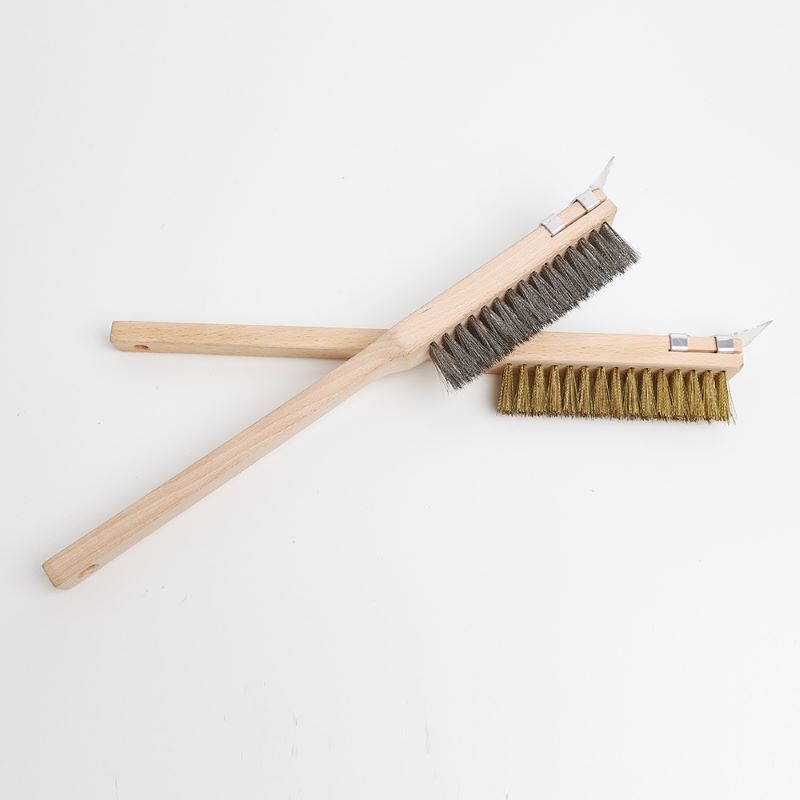 Cepillo de horno de latón con madera de haya accesorios para horno de acero inoxidable de acero inoxidable