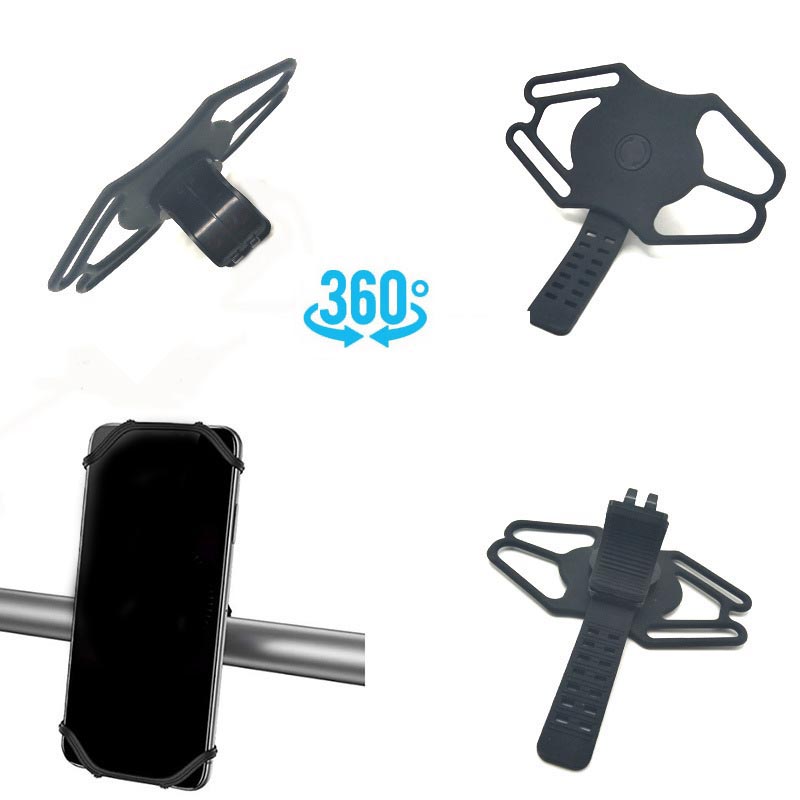 Soporte de teléfono de bicicleta de silicona, soporte para teléfonos de bicicleta de choque de rotación de 360 ​​°], soporte para teléfono de motocicleta de silicona universal, compatible con iPhone 14 13 12 11 Pro Max,