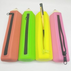 Bolsa a lápiz de silicona, estuche de lápiz creativo de forma de lápiz, bolsas de papelería de silicona saludables y respetuosas con el medio ambiente, impermeable y duradera