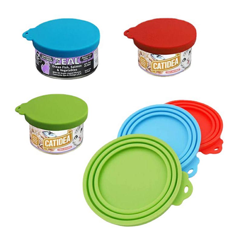 Los párpados de la lata de silicona, los párpados de alimentos para mascotas, los perros de silicona universal y la comida para gatos, 1 se ajusta a 3 latas de tamaño estándar, se adapta a la mayoría de las latas de perros y gatos de tamaño estándar