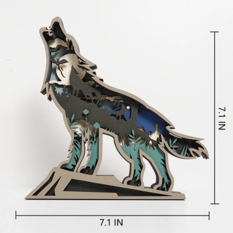 Lobo animal de madera 3d