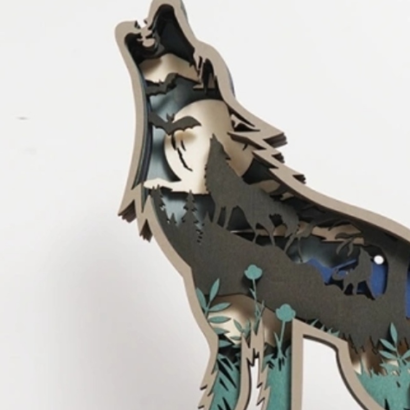 Lobo animal de madera 3d