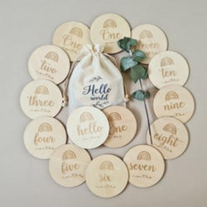 Artefacto de madera Mes embarazada Mes hito hito