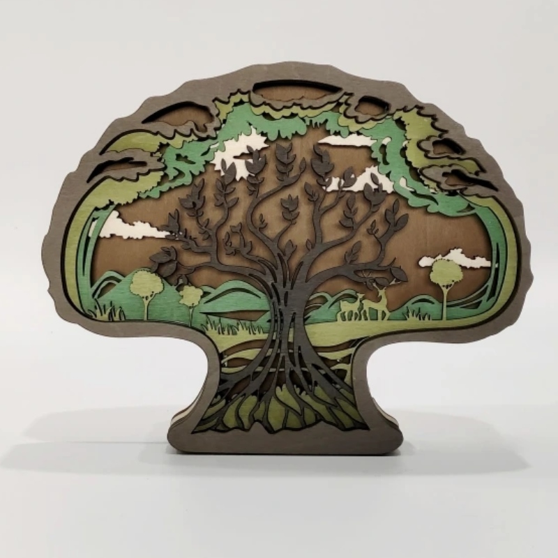 Adornos de madera 3D para árboles