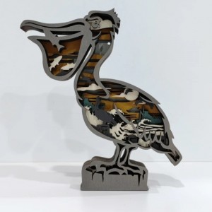 Adornos de artesanía de madera 3D para pájaros