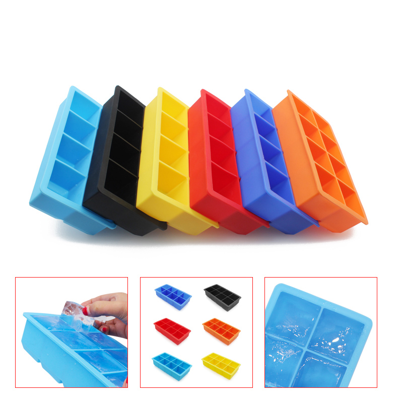 Silicona fácil de lanzamiento y 8 bandejas grandes de cubos de hielo, certificadas por materia prima, sin bpa, cubitos de hielo de fusión lenta para whisky, cócteles y jugos, fácil de limpiar