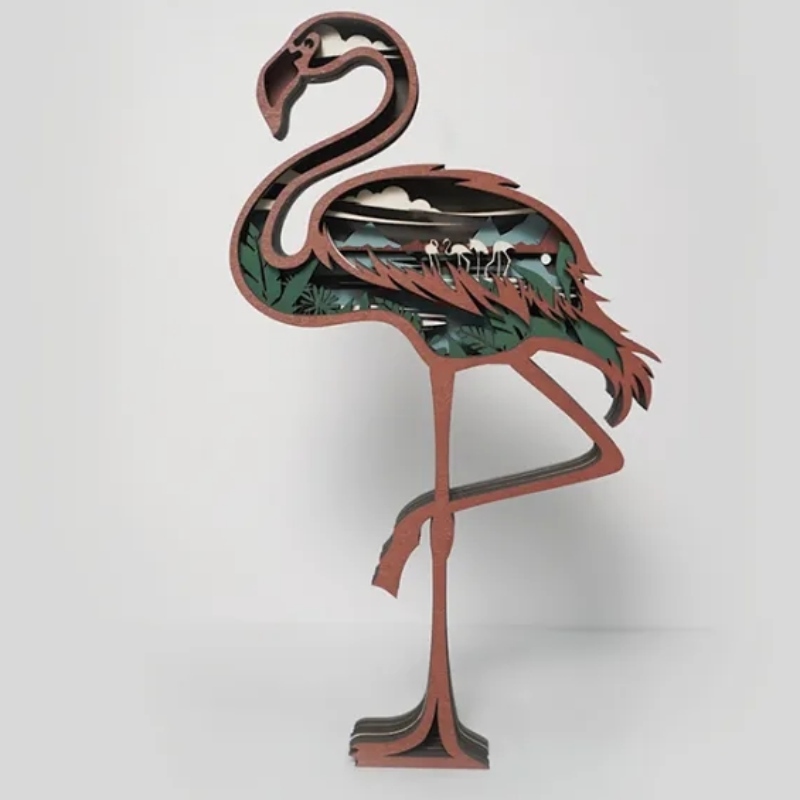 Decoración de artefacto de madera de flamenco 3d