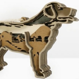 Decoración de artefacto de madera de cachorro 3d