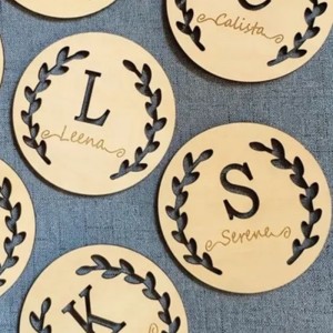 Pieza decorativa de círculo de madera contrachapada de cortes de madera de madera de madera de madera de madera para láser