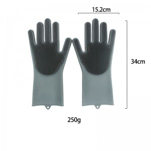 Guantes de lavavajillas de silicona reutilizables, guantes para lavar platos con cepillo, guantes de cocina para el hogar, suministros de aseo para mascotas