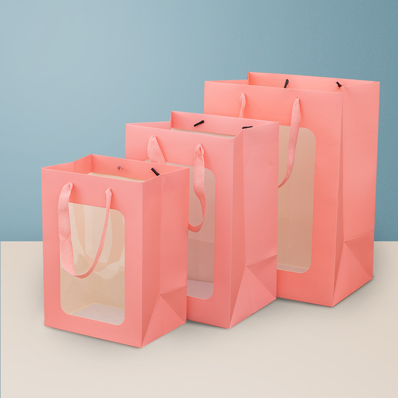 Bolsa de papel de ventana personalizada, bolsa de regalo de lujo de alta gama