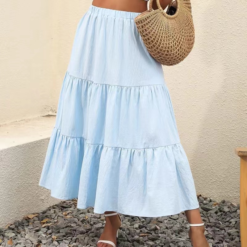 Summer de mujeres boho femenino cintura elástica plisada A-línea fluida swing swing swing beach vests con bolsillo
