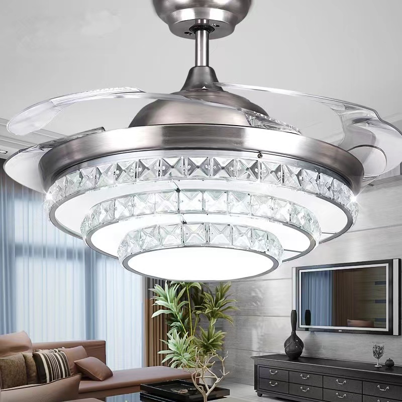 Ventilador de techo de lámpara K004 con luz con un color remoto de 42 pulgadas 3 de color con el ventilador de cristal de altavoces