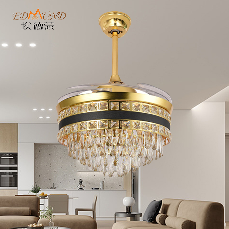 Ventilador de techo de lámpara K012 con luz con un color remoto de 42 pulgadas 3 con lámpara de ventilador de cristal de altavoces