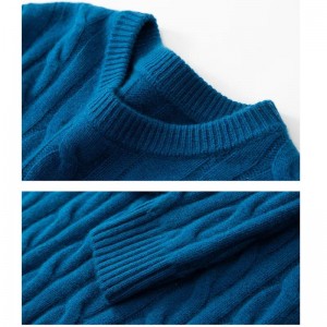 Cable de cuello redondo de hombres Flower cálido de siete agujas espesas