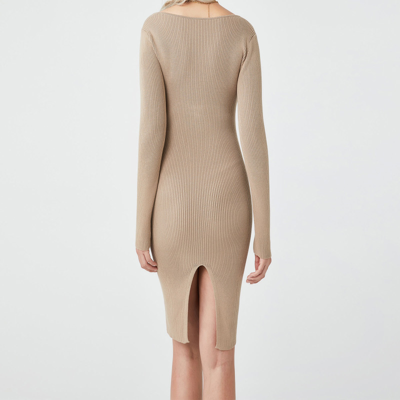 Mejor calidad de marketing caliente cuadrado suéteres de punto para mujeres sexy costcon vestido