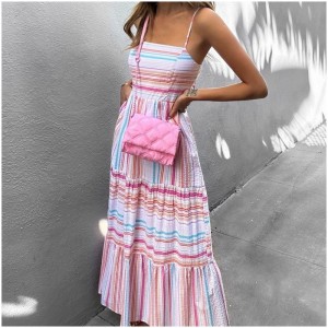 Vestido boho de estampado a rayas para mujeres