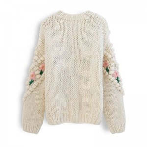 Botón de punto personalizado Cardigan Bordado Crochet Sweaters Women Sweaters