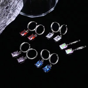 Pendientes de circonía de lujo de moda cuadrada